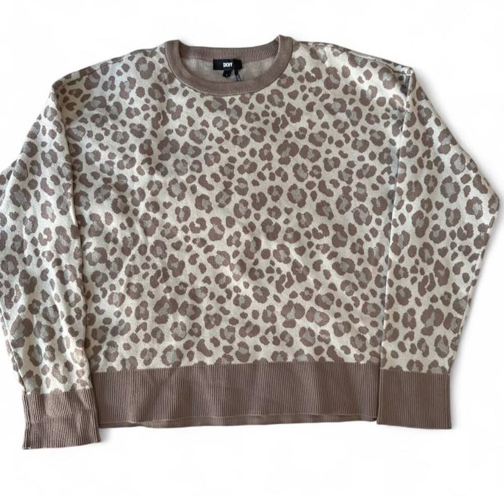 Women's DKNY Leopard Print Crewneck Sweater Large